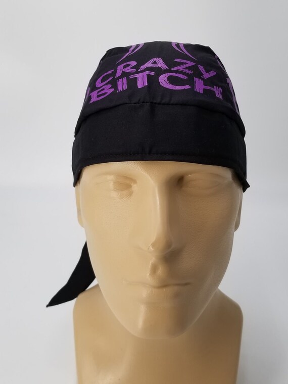 BLACK PURPLE ■ Hooded Shade Bandana Cap Motorcycle Wrap Biker Du Do Black Bandana Paisley Doo Rag