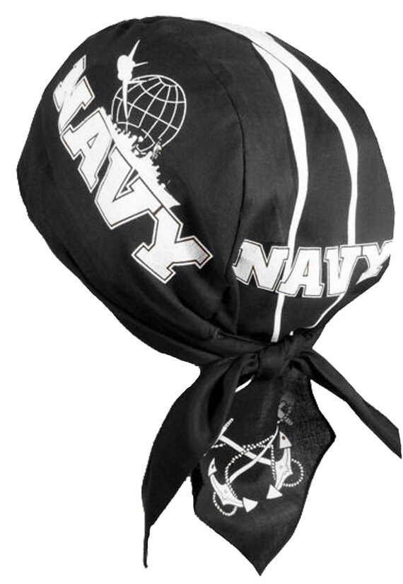 navy skull cap