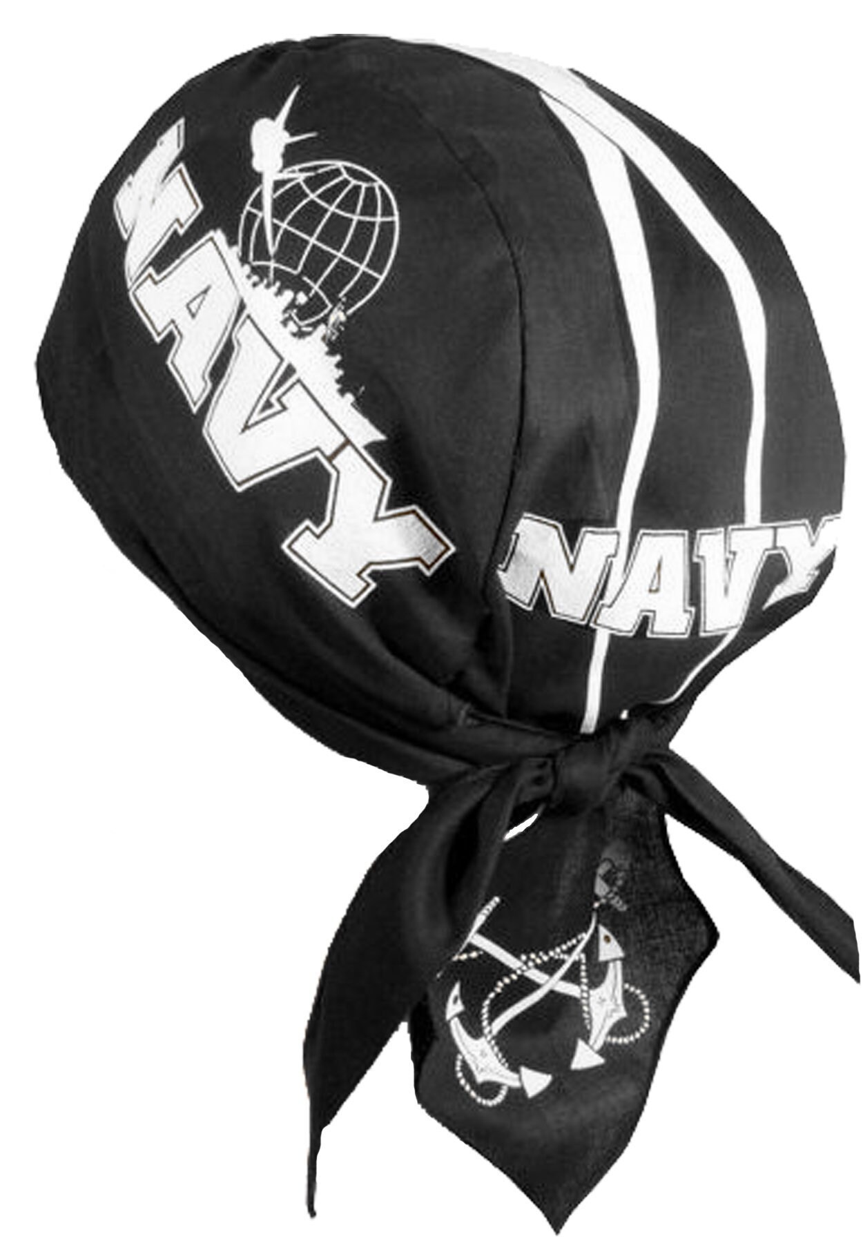 U S Navy Bandana Skull Cap Black And White Naval Battleship Etsy