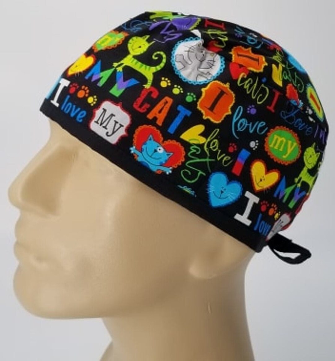 Love Cat Surgeon Scrub Hat, Handmade Cotton Nurse Doctor Cap - Etsy