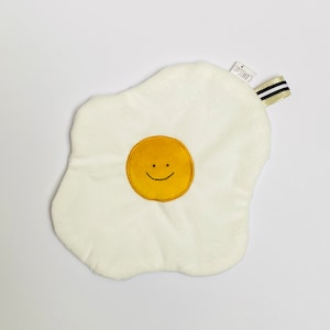 Edredom de ovo frito para bebê, brinquedo de pelúcia de ovo, edredom unissex e original, presente de nascimento