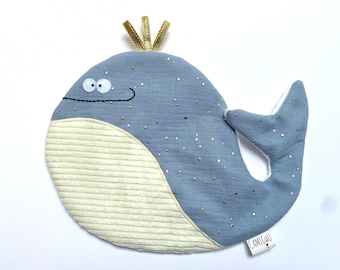 Blue-grey flat comforter, whale comforter, double gauze comforter, birth gift