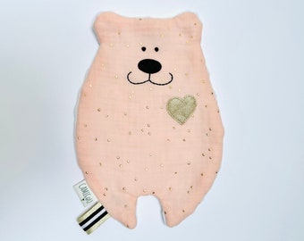 Powder pink flat comforter, Personalized comforter, Double gauze comforter, Baby gift