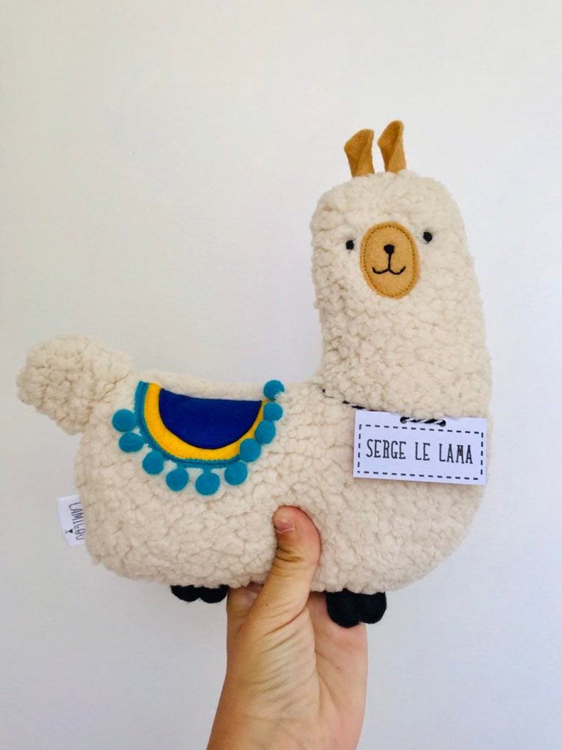 Lama Serge Alpaca soft plush decoration child room blue and yellow soft towel