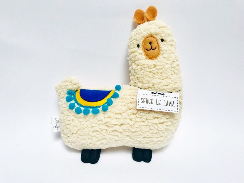 Lama Serge Alpaca soft plush decoration child room blue and yellow soft towel