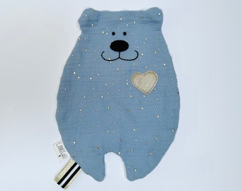 Blue flat comforter, Personalized comforter, Double gauze comforter, Baby gift