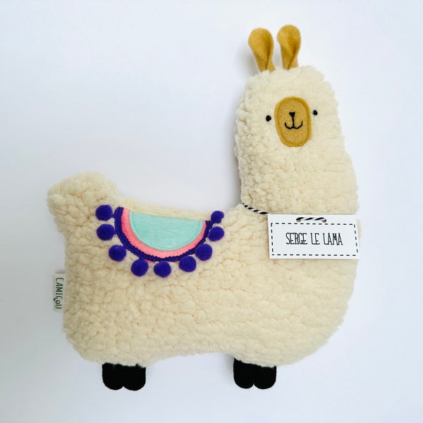 Peluche Lama "Serge", Alpaga en peluche douce, Décoration chambre enfant