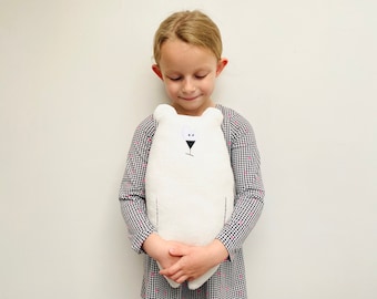 Giant "Jean-Jacques" plush toy, Soft white minky fabric, Birth gift
