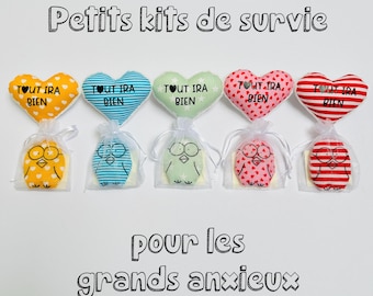 Petit kit de survie pour les grands anxieux, porte bonheur, poupée sans soucis, calin de poche