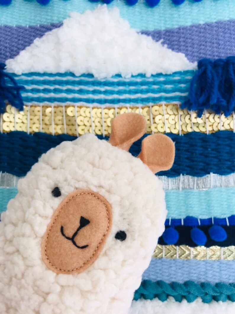 Lama Serge Alpaca soft plush decoration child room blue and yellow soft towel