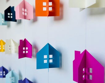 "Happy Place" paper garland, wall decoration, children's room decoration