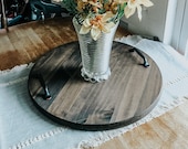Round Serving Tray, Wood Serving Tray, Rustic Serving Tray, Gift Idea, Housewarming Gift, Coffee Table Tray