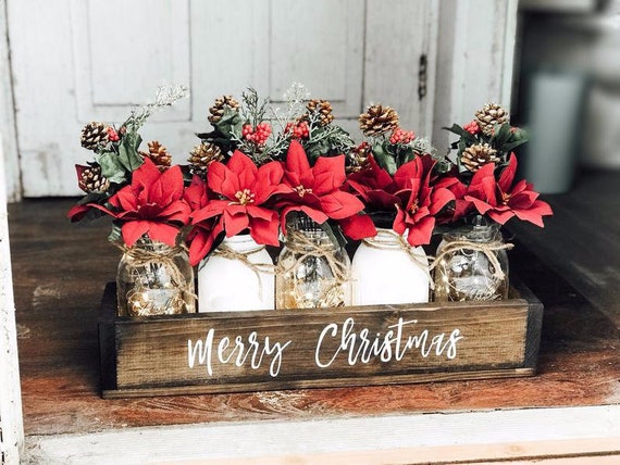 Holiday Decor Christmas Mason Jars Mason Jar Christmas Set Etsy