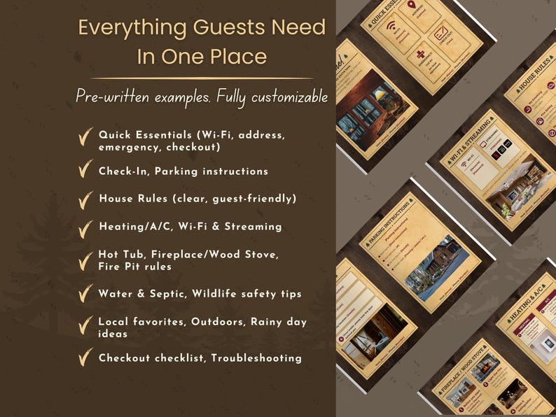 Cabin Welcome Book Template | Airbnb Guidebook Canva | Vacation Rental ...
