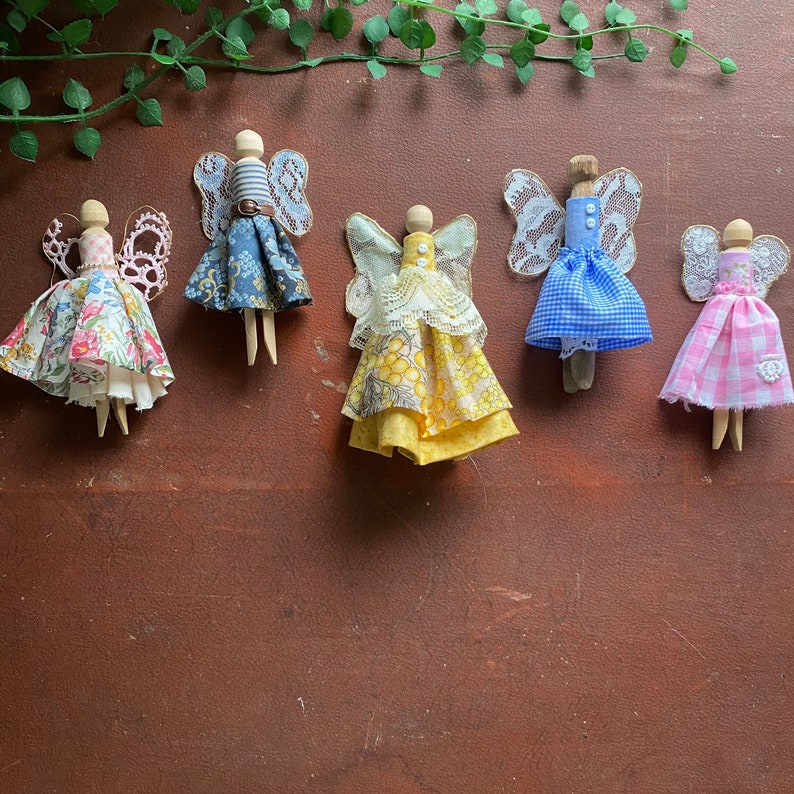 wooden toys Montessori play peg fairy kit fairy dolls handmade toys. Peg fairies