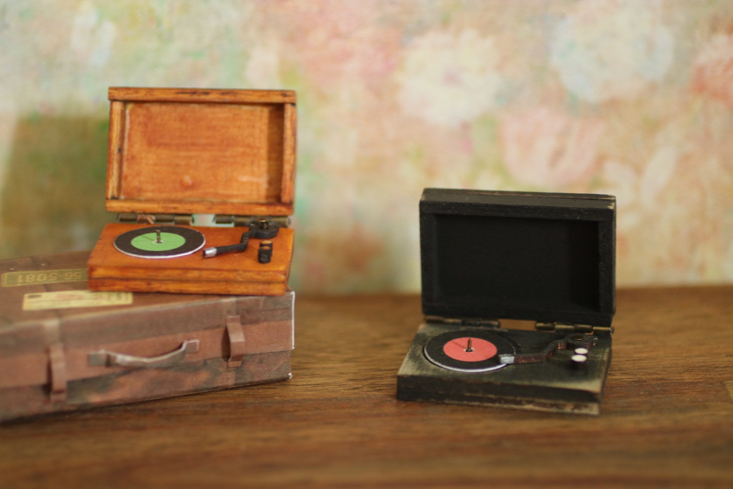 Colourful Vintage style record player Miniature Dollhouse Etsy