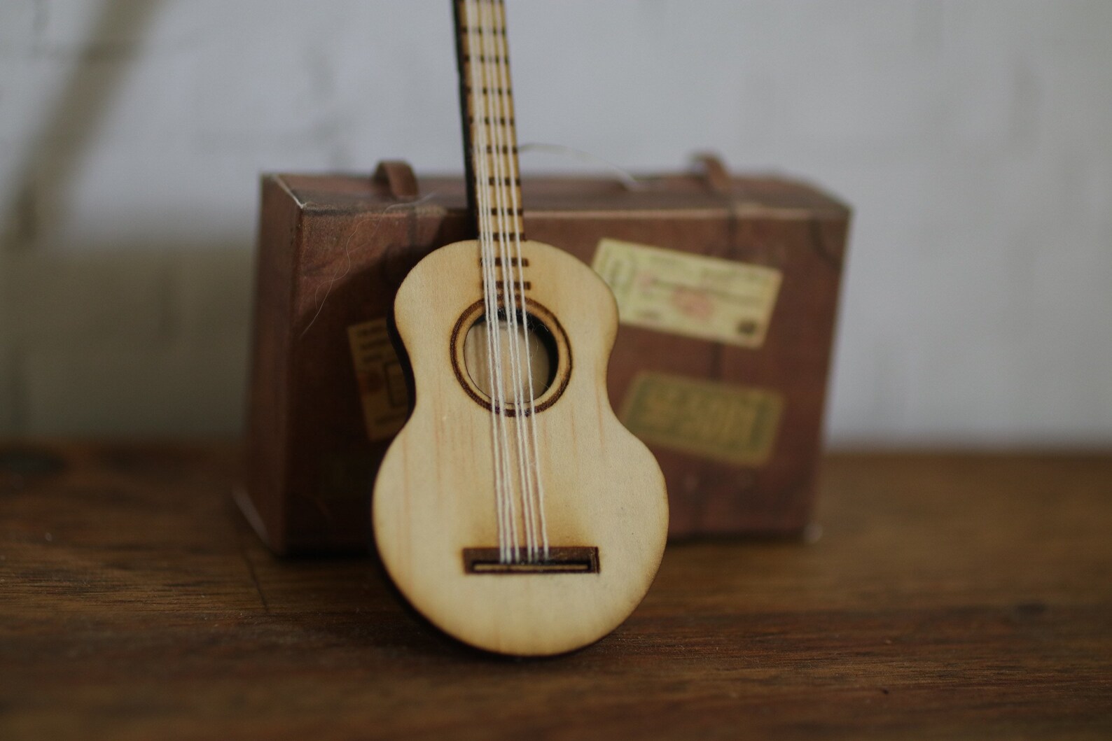 Miniature acoustic guitar wooden Miniature Dollhouse toy Etsy