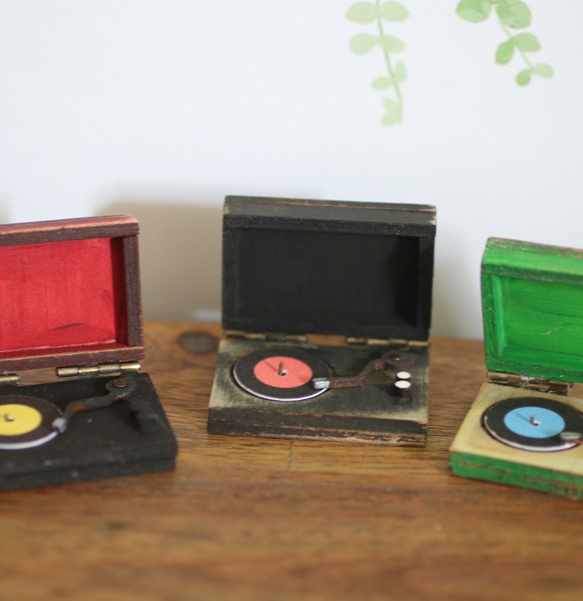 Colourful Vintage style record player Miniature Dollhouse Etsy