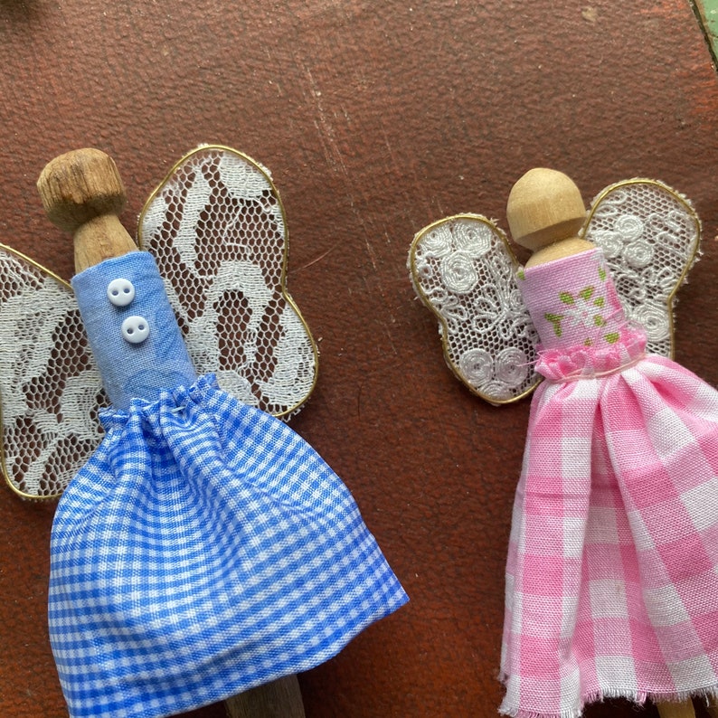 wooden toys Montessori play peg fairy kit fairy dolls handmade toys. Peg fairies