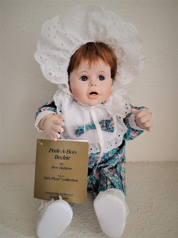 Vintage Peek-a-boo Porcelain Baby Girl Doll Designed by Terri
