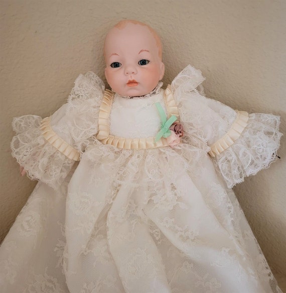 1988 Handmade Porcelain Christening Dressed Baby Doll Signed Etsy