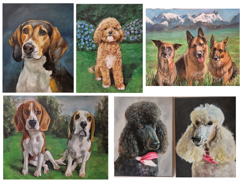 Retrato de perro mascota personalizado pintado a mano en pintura al óleo por un artista británico imagen 3