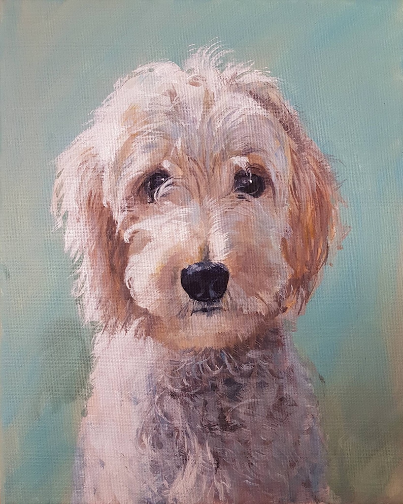 Hand Painted Custom pet dog portrait in oil paint by British artist image 6