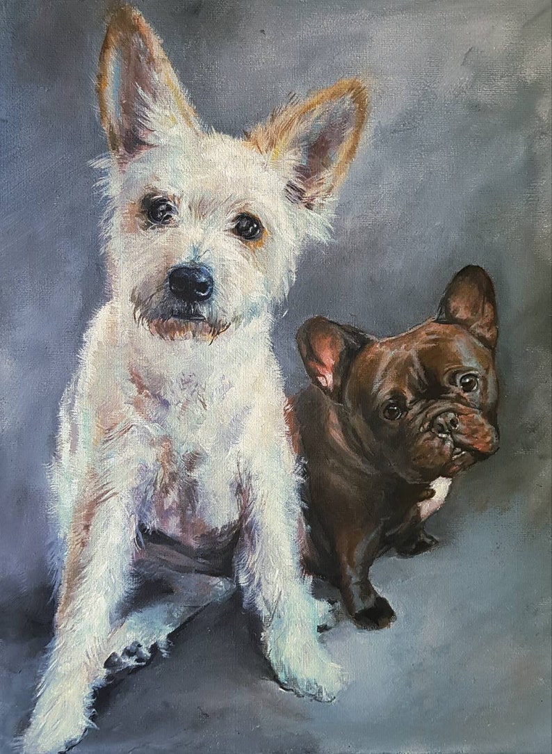 Hand Painted Acrylic Dog Pet Portrait Custom painting from photo