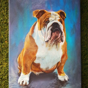 Hand Painted Original Acrylic Dog Pet Portrait, Custom painting from photo