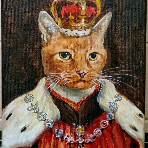 HAND PAINTED royal pet portrait, renaissance style in oils, traditional old fashion portrait