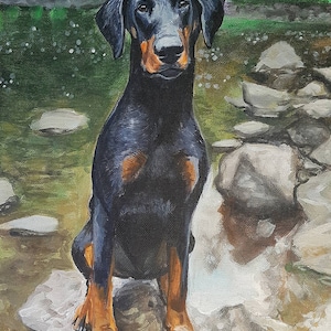 Hand Painted Custom pet dog portrait in oil paint by British artist image 7