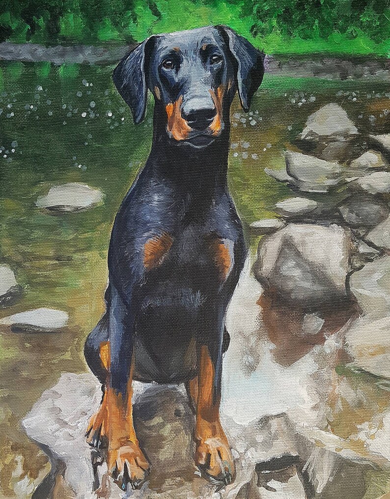 Hand Painted Custom pet dog portrait in oil paint by British artist image 7