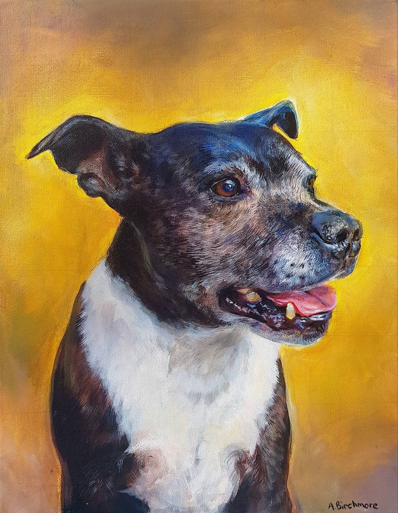 Hand Painted Custom pet dog portrait in oil paint by British artist image 9