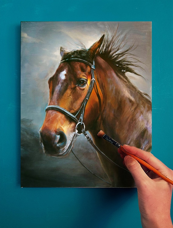 Hand Painted Horse Portrait: Custom Oil Painting on Canvas - Etsy
