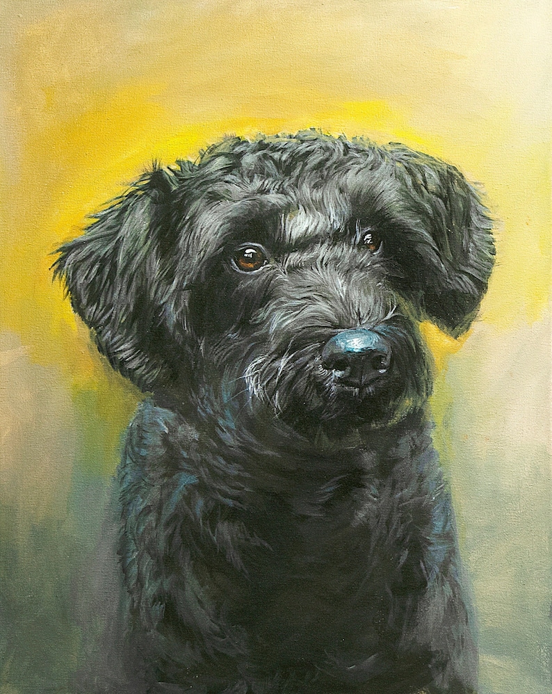 Hand Painted Acrylic Dog Pet Portrait Custom painting from photo