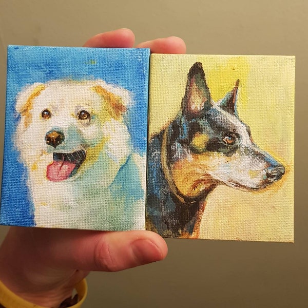 Miniature Hand Painted oil Painting Pet Portrait, Horse, Cat, Dog or small animal