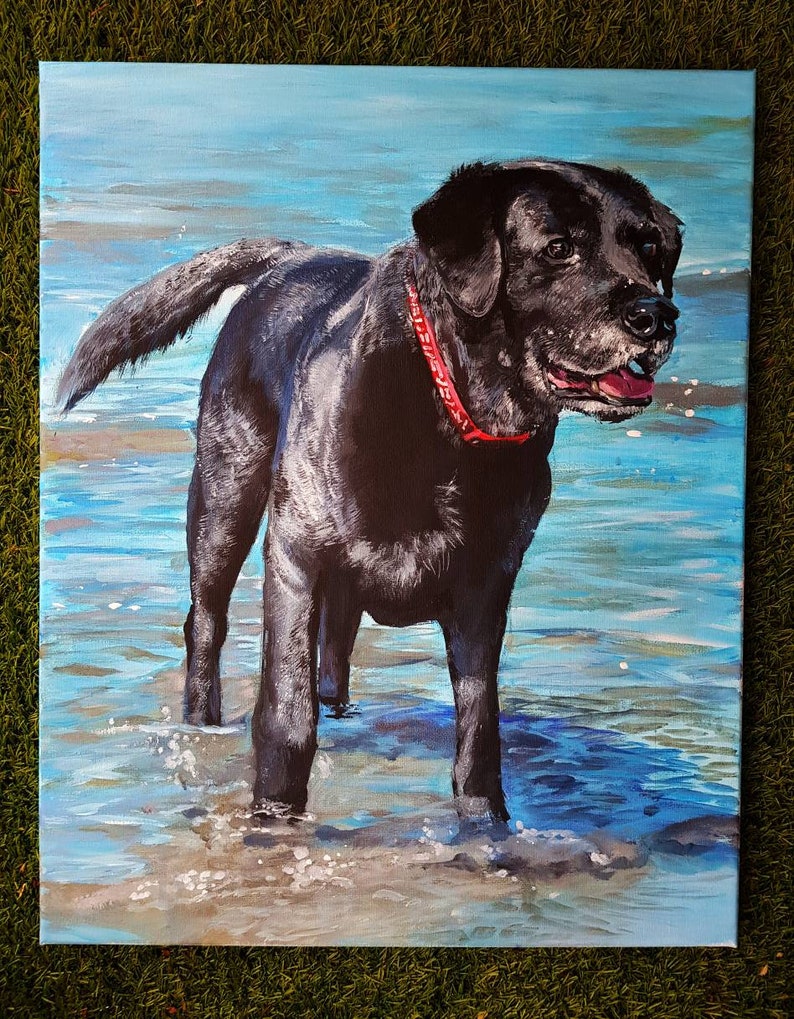 Hand Painted Custom pet dog portrait in oil paint by British artist image 8