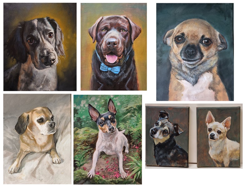 Hand Painted Custom pet dog portrait in oil paint by British artist image 2