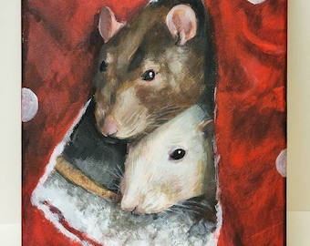 Custom small pet and exotic Painting Portrait,  memorial from photo, guinea pigs, rat, goat, bird, hamster, parrot painted on canvas, uk