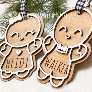 Wood Christmas Ornament, Gingerbread, Pet Ornament, Family Ornament, Gingerbread Ornaments, Custom Family Ornament, Christmas Ornaments