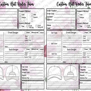 Order Template, Hat Template, Form Template, Order Form, Custom Order Template, Purchase Order, Craft Show Template, Forms, Hat Form, Custom