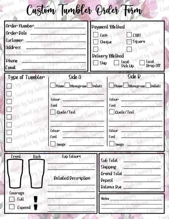 Purple Printable Order Forms 100% Editable Order Form Template | Craft