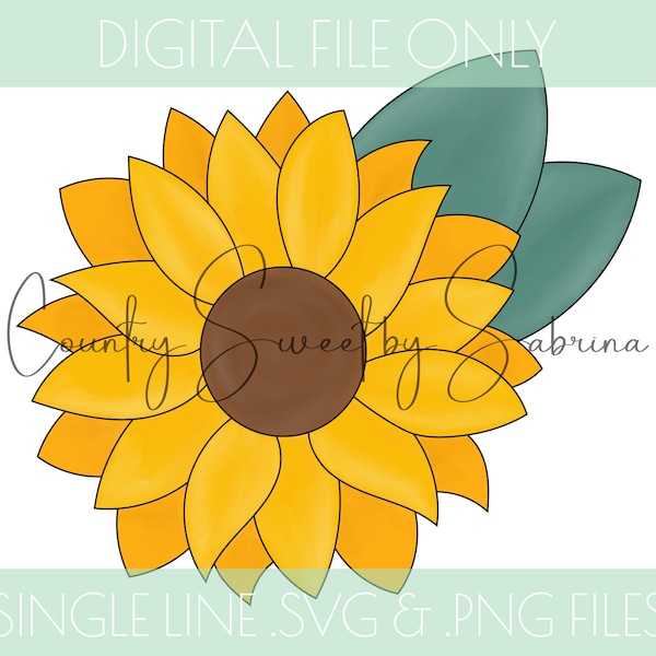 Single Line, Laser Template, Sunflower Laser SVG, Sunflower Laser File, Single Line Sunflower, Scroll Saw, PNG, SVG, Glowforge, Lightburn