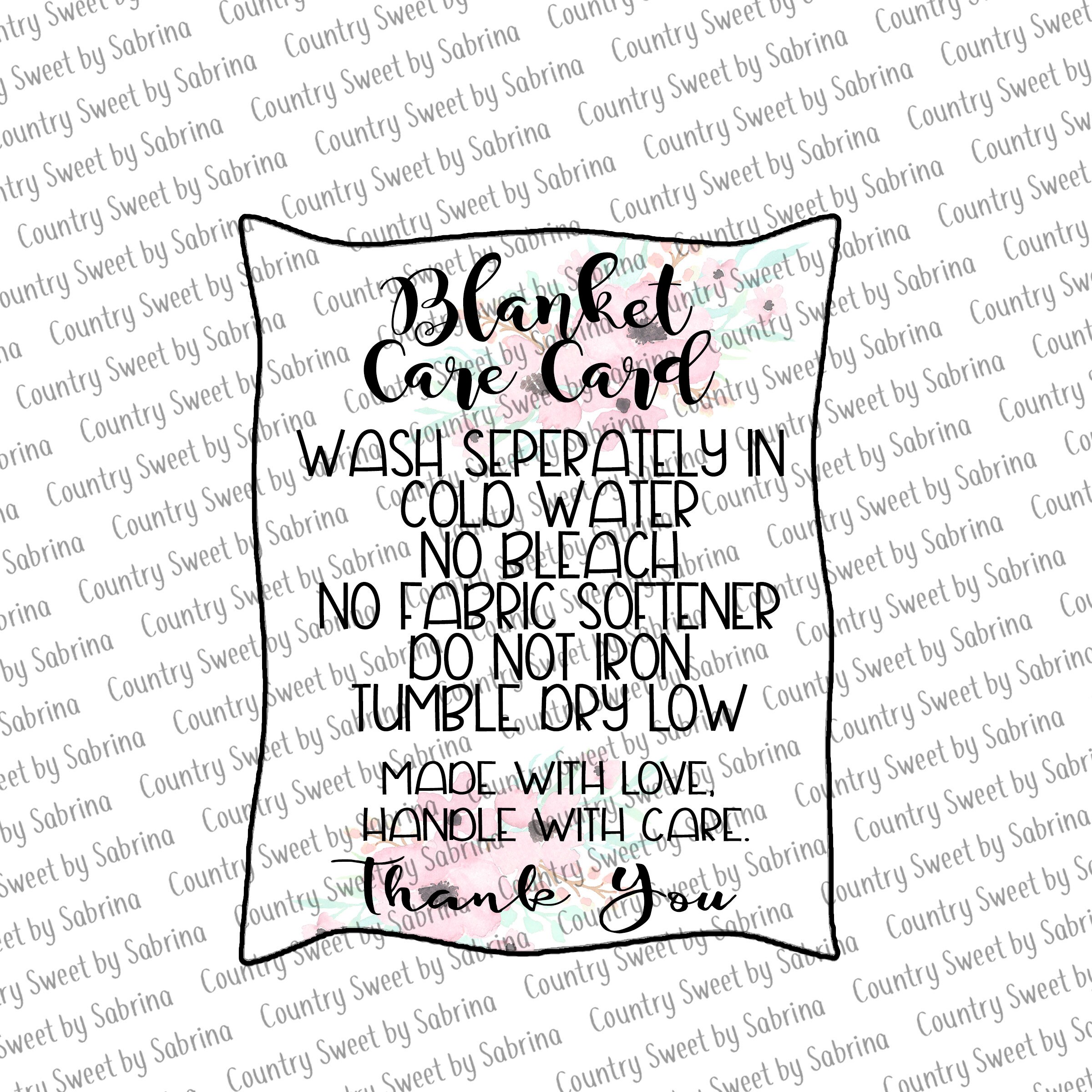Blanket Care Card Etsy