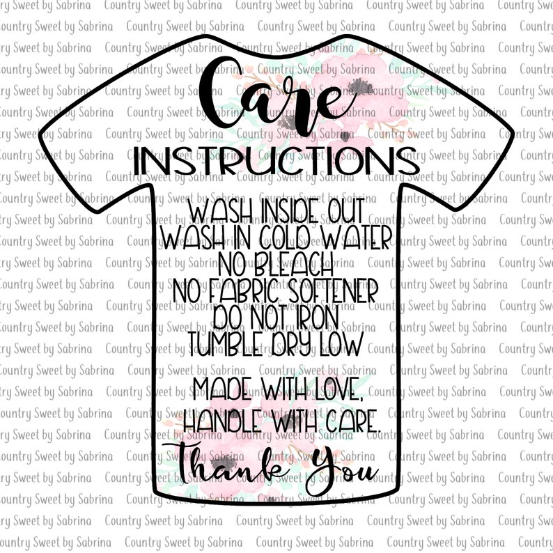 Shirt Care, Care Card, Care Instructions, Care Card Template, Care ...