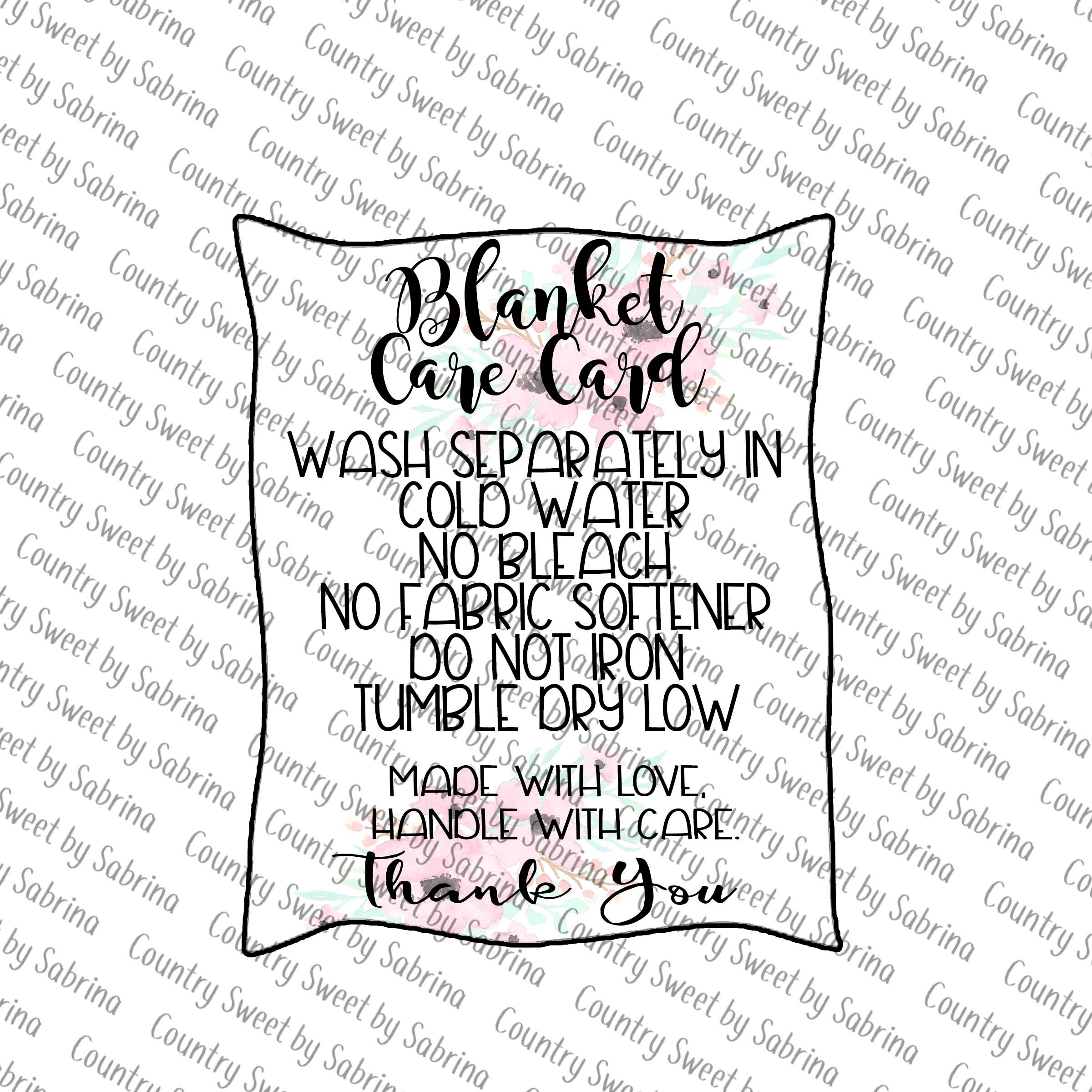 Care Card, Care Tags, Blanket, Care Instructions, Care Instruction Cards, Washing Instructions