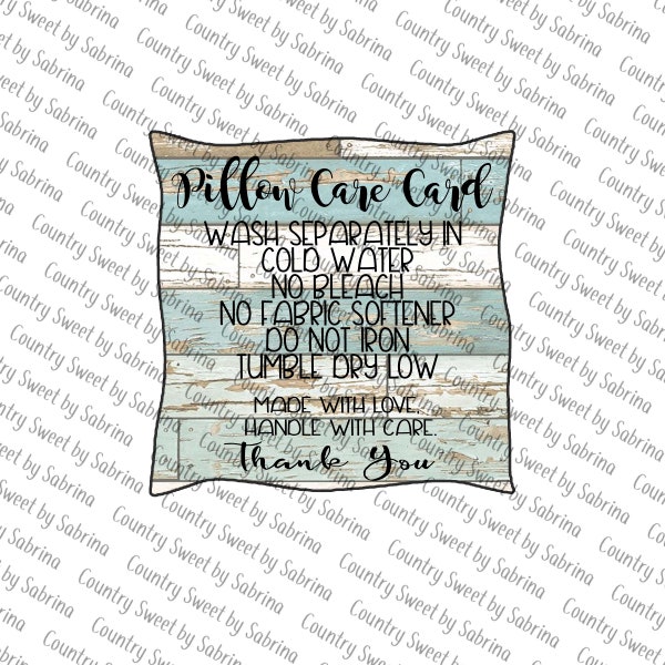 Care Card, Pillow Care Card, Washing Instructions, Care Instruction Cards, Care Card Template, Care Tags, Care Instructions, PNG, Download