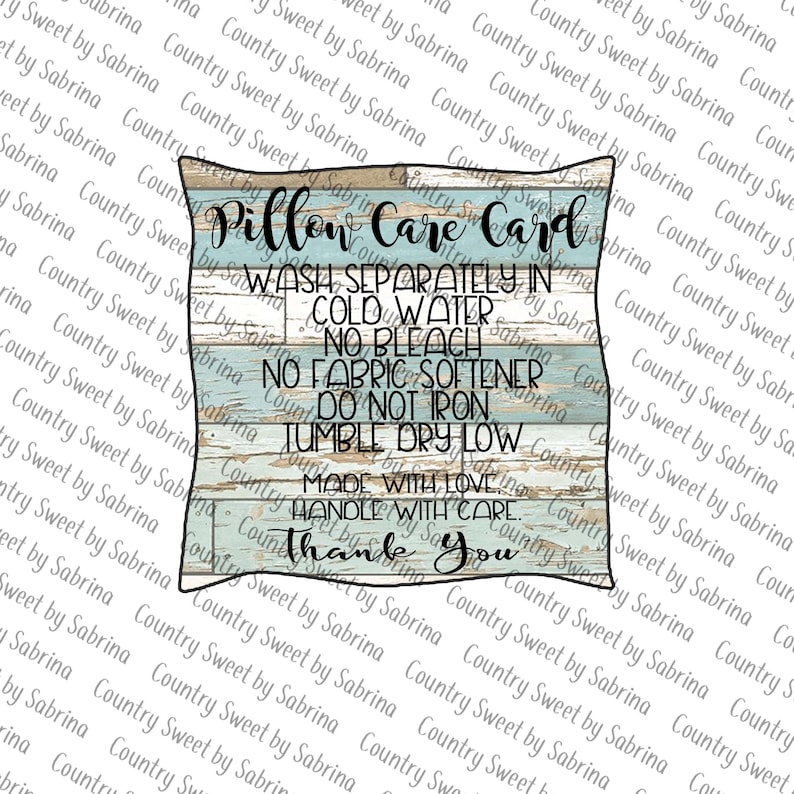Care Card, Pillow Care Card, Washing Instructions, Care Instruction