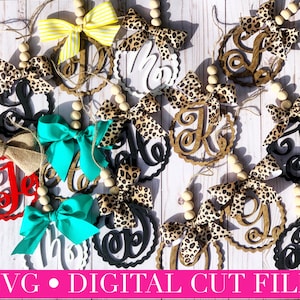 Single Initial Monogram / Car Charm/ Keychain Laser Cut File SVG
