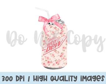 Pink Rose Diät md Soda Can PNG / Coquette Soda PNG /